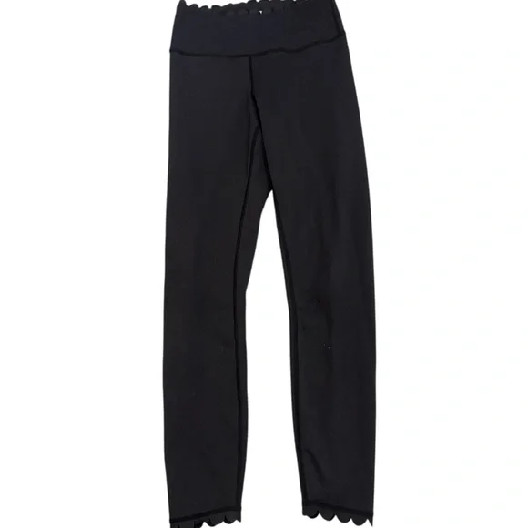 High-Waisted Black Leggings IVL collective , scalloped, like new , size 4 - Picture 6 of 7